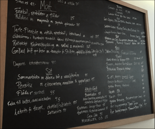 Blackboard menu in Speceriet