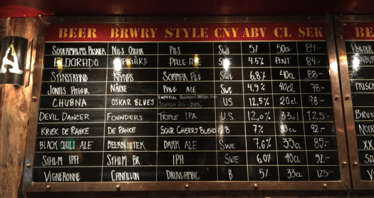 Left half of Akkurat's tap-list