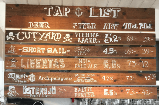 Fjäderholmarna bryggeri tap list