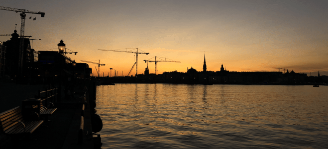 Stockholm bay at sunset